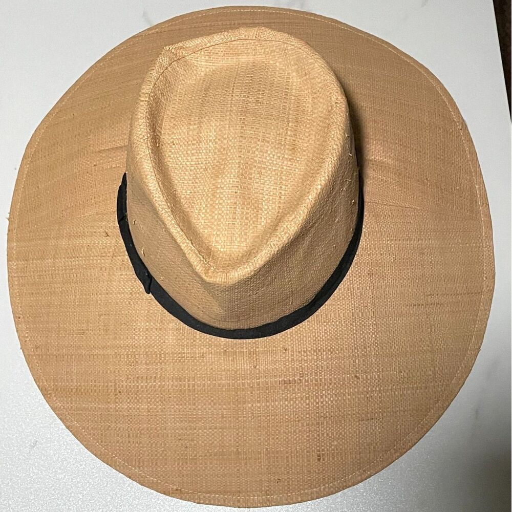 Tommy Bahama Montego 100% Raffia Straw Wide Brim Panama Sun Hat Natural NWT